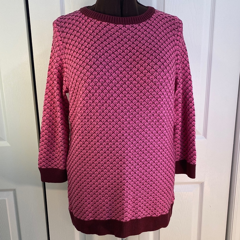 2 for $25 - Vintage Jessica Pink & Burgundy Cotton blend Sweater XL, 18 Plus